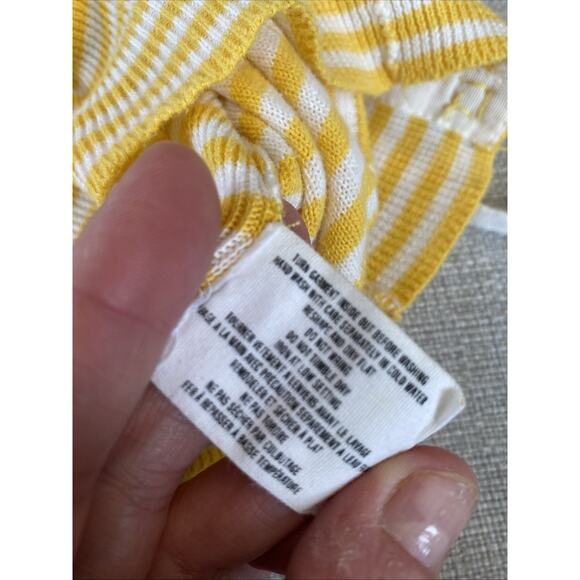 Anthropologie Sparrow M Yellow Striped Sweater Crochet Button Cardigan Y2K - Picture 13 of 14